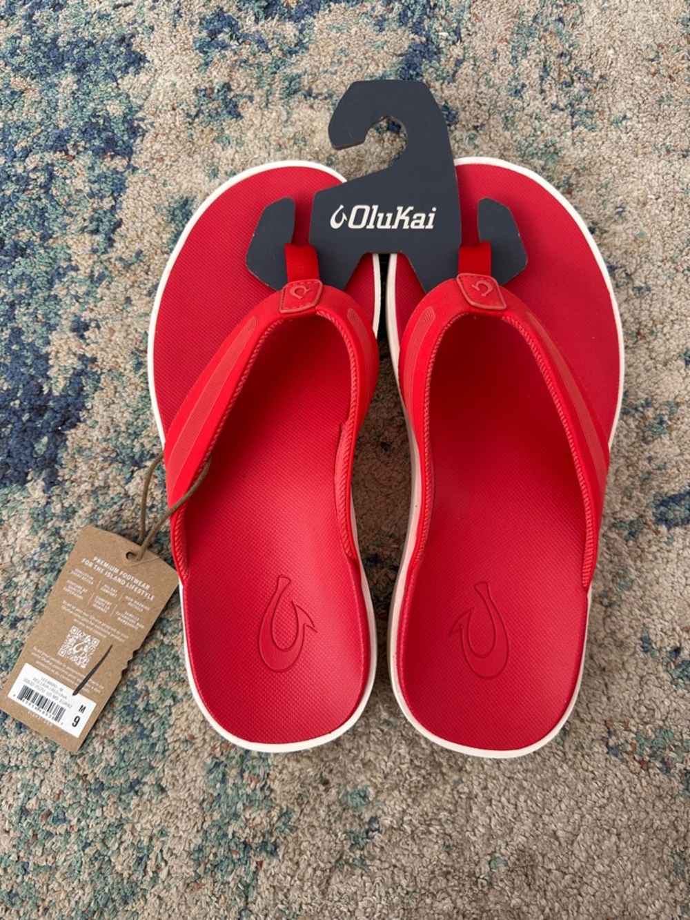 NWT OluKai Leeward Red Flip Flop Sandals